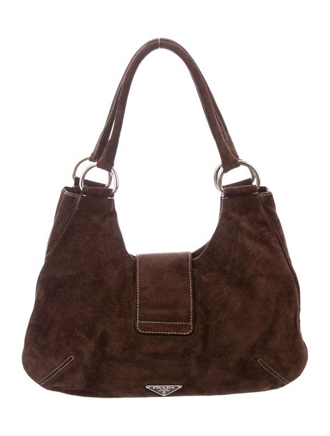 prada brown and black bag|prada brown suede bag.